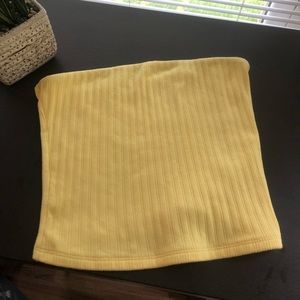 Yellow strapless boho tops